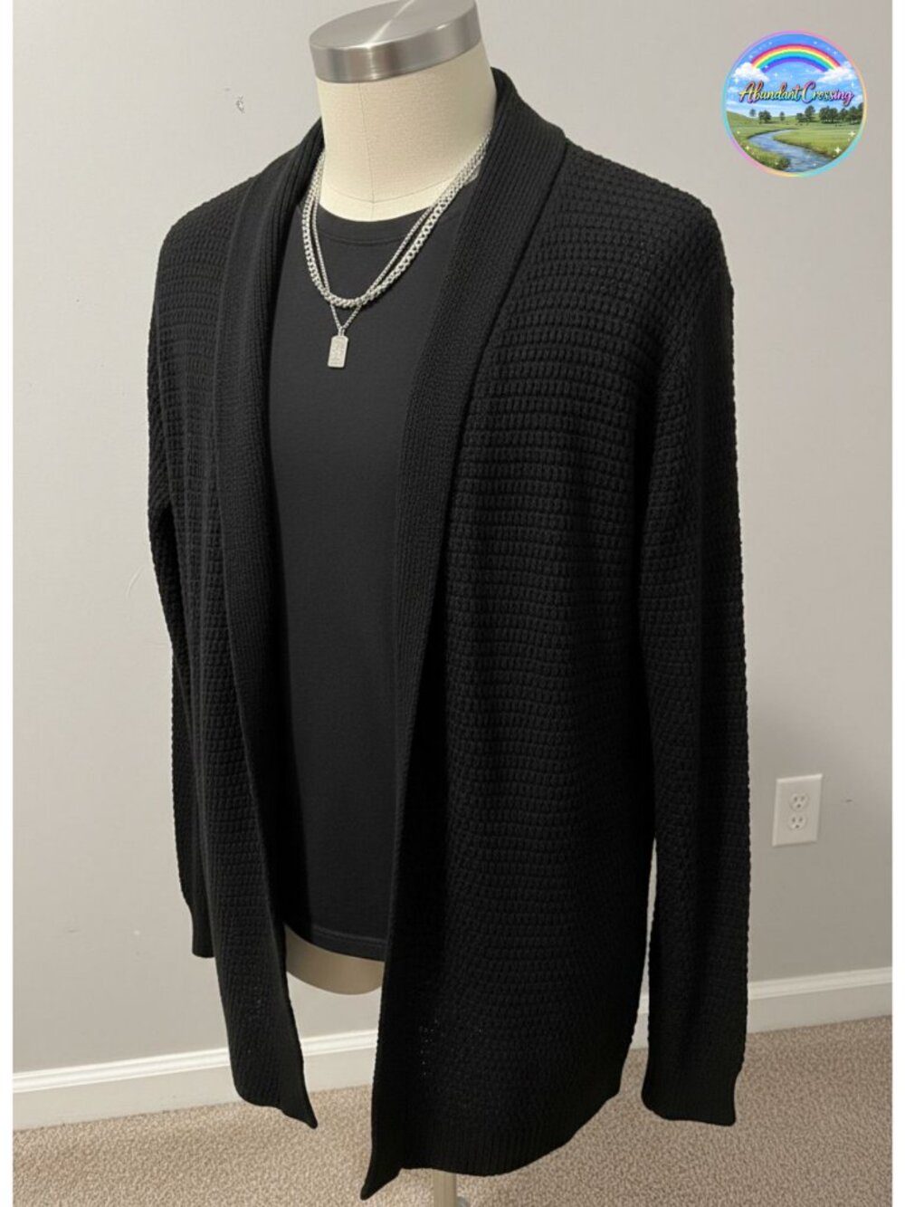 Mens Cable Knit Cardigan Sweater Open Front Shawl Collar Button Long Sleeve